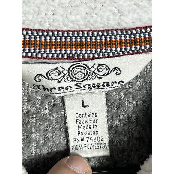 Clemson Sherpa Pullover By Three Square 1/4 Zip Sz. L Grey Tiger Paw Warm Soft - Picture 3 of 13